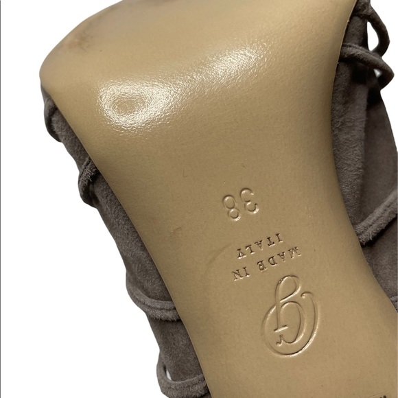 M. Gemi | Taupe Suede Lace Up Peep Toe Pumps 38 - Picture 5 of 7